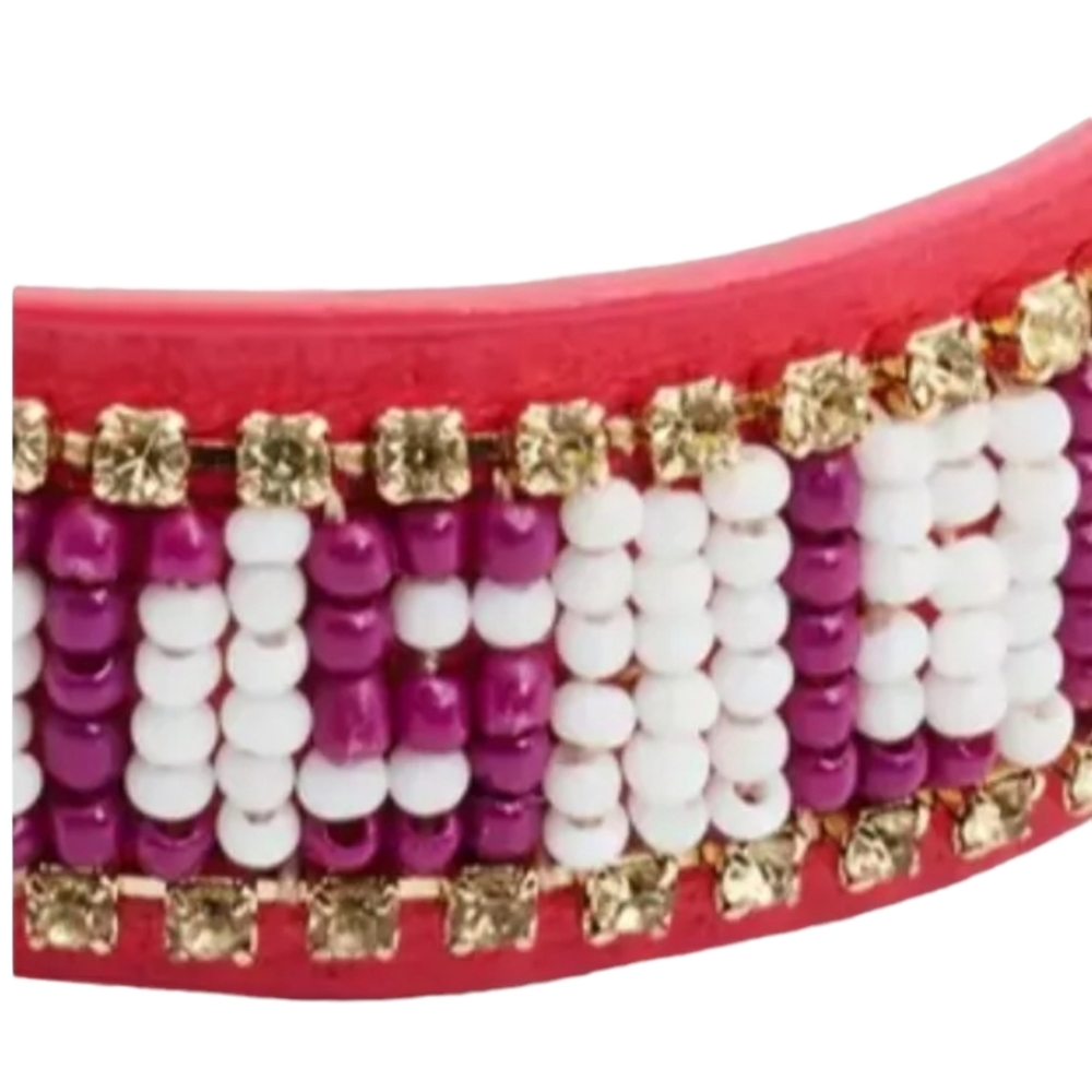 Rebecca Minkoff Love Is Love Seed Bead Bracelet (Fuchsia Multi) RETAIL $78 - Picture 3 of 5